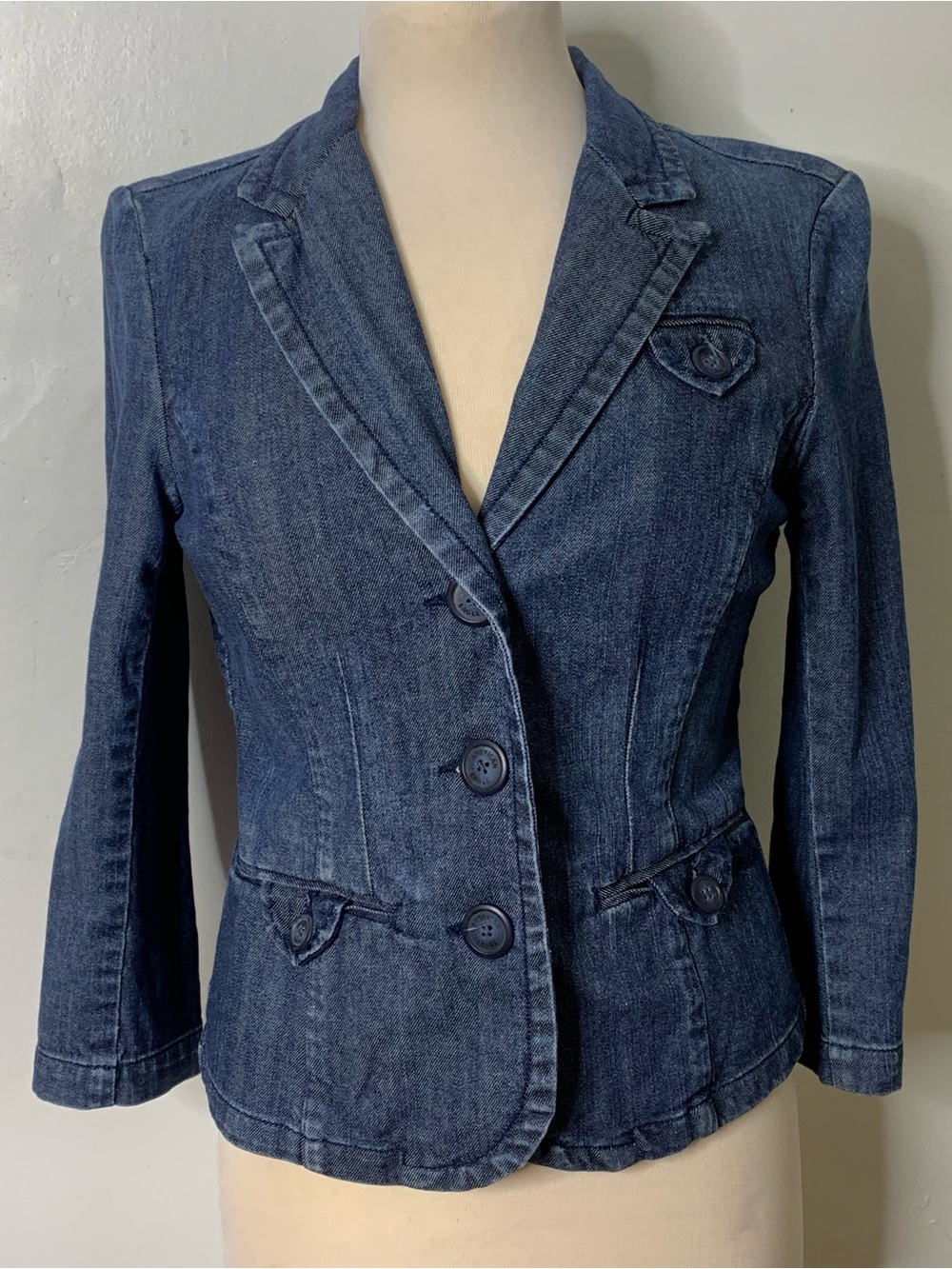 Y2K American Eagle Outfitters Blue Denim Blazer Jacket small